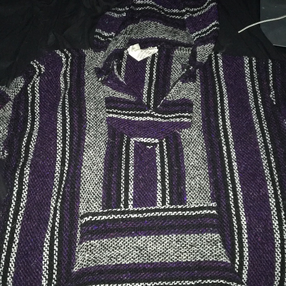 Purple white black drug rug/ Mexican sweatshirt